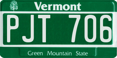 VT license plate PJT706