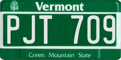 VT license plate PJT709