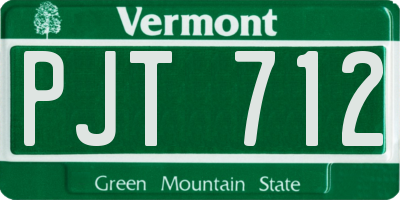 VT license plate PJT712