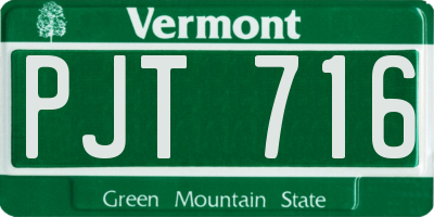 VT license plate PJT716