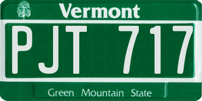 VT license plate PJT717