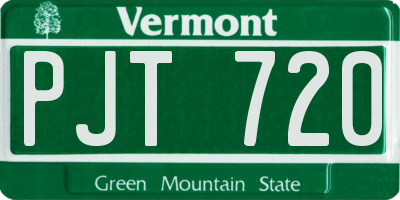VT license plate PJT720