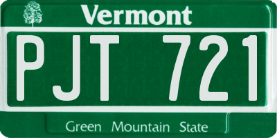 VT license plate PJT721