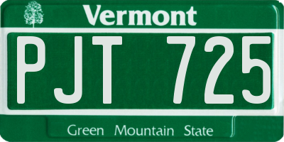 VT license plate PJT725
