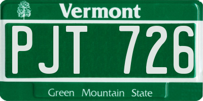 VT license plate PJT726