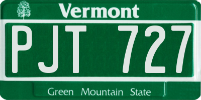 VT license plate PJT727