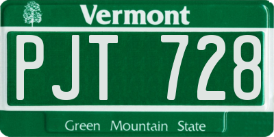 VT license plate PJT728