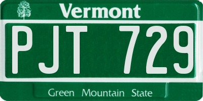 VT license plate PJT729