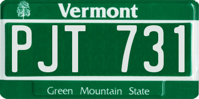 VT license plate PJT731