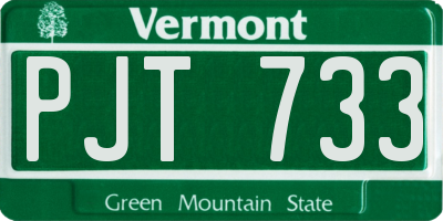 VT license plate PJT733