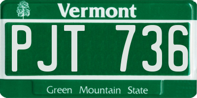 VT license plate PJT736