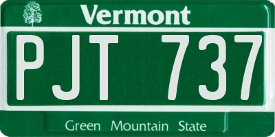 VT license plate PJT737