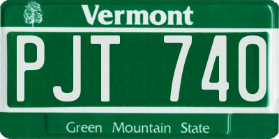 VT license plate PJT740