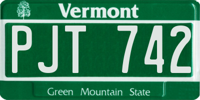 VT license plate PJT742