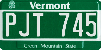 VT license plate PJT745