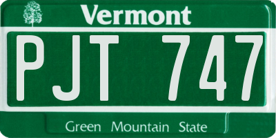 VT license plate PJT747
