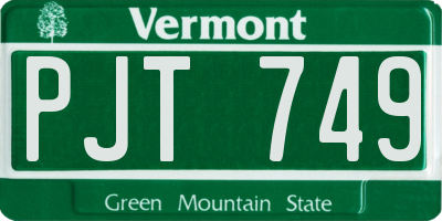 VT license plate PJT749
