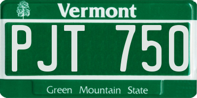 VT license plate PJT750