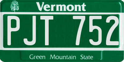 VT license plate PJT752
