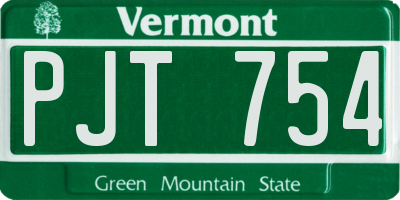 VT license plate PJT754