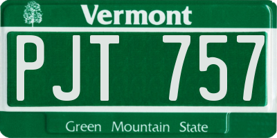 VT license plate PJT757