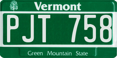 VT license plate PJT758