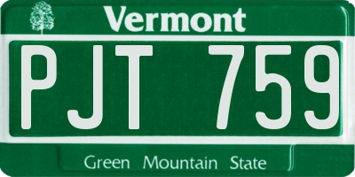 VT license plate PJT759