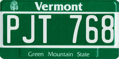 VT license plate PJT768