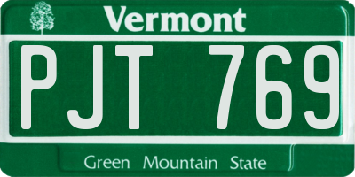 VT license plate PJT769
