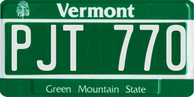 VT license plate PJT770