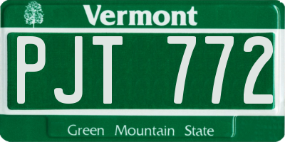 VT license plate PJT772