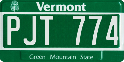 VT license plate PJT774