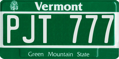 VT license plate PJT777
