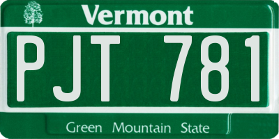 VT license plate PJT781