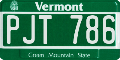 VT license plate PJT786