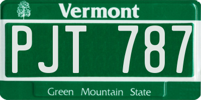 VT license plate PJT787
