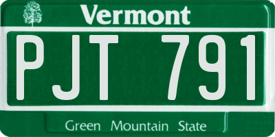 VT license plate PJT791