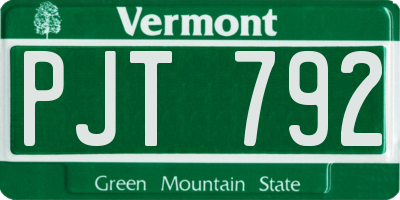 VT license plate PJT792