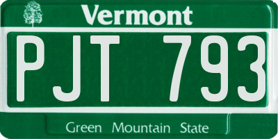 VT license plate PJT793