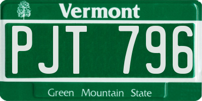 VT license plate PJT796