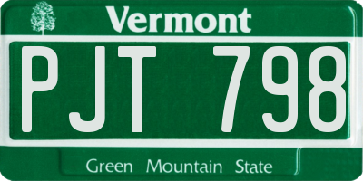 VT license plate PJT798