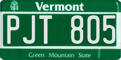 VT license plate PJT805