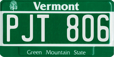 VT license plate PJT806