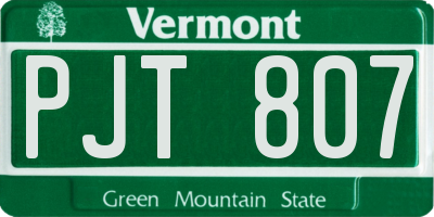 VT license plate PJT807