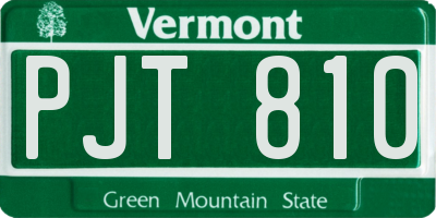 VT license plate PJT810