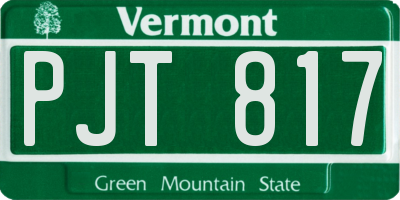 VT license plate PJT817