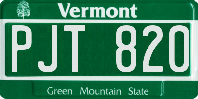 VT license plate PJT820