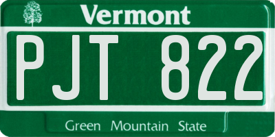 VT license plate PJT822