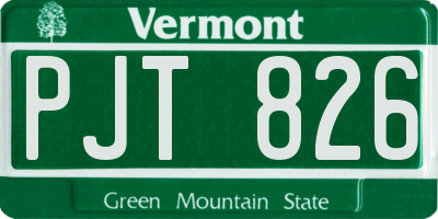 VT license plate PJT826
