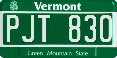 VT license plate PJT830
